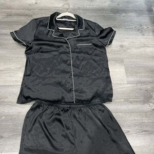 Elegant Black Satin Pajama Set